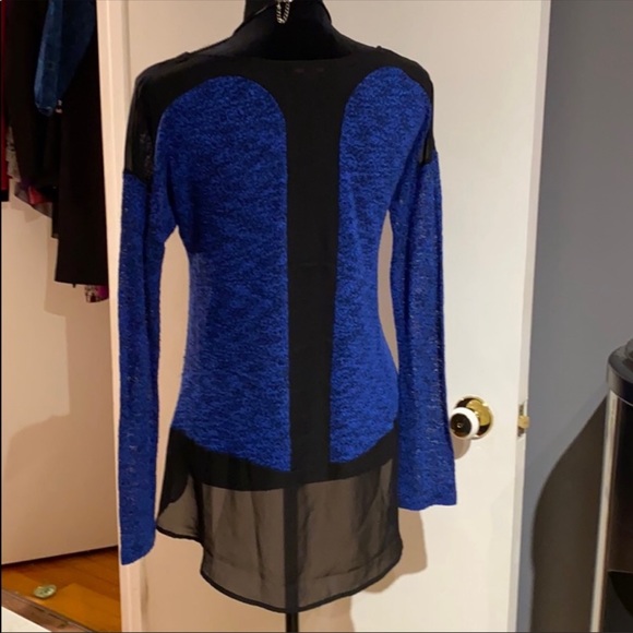(M) Material Girl Blue & Black Sweater w/sheer GUC - Picture 4 of 4